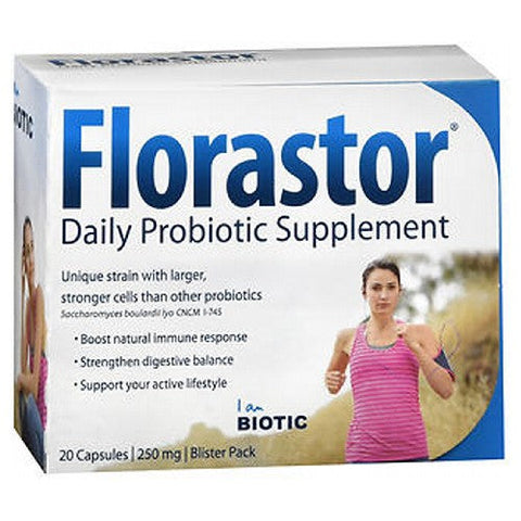 Florastor, Dual Action Probiotic Vegetarian, 250 Mg, 20 Caps