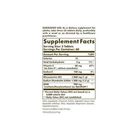 Solgar, Extra Strength Glucosamine Chondroitin MSM with Ester-C, 180 Tabs Solgar