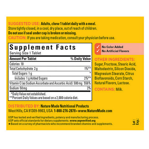 Nature Made, Nature Made Vitamin C Chewables Orange, 500 mg, 60 tabs Nature Made