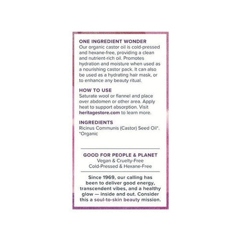 Heritage Store, Castor Oil Organic, 32 OZ Heritage Store