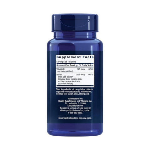 Life Extension, Vitamin D3 with Sea-Iodine, 125 mcg (5000 IU), 60 Caps Life Extension