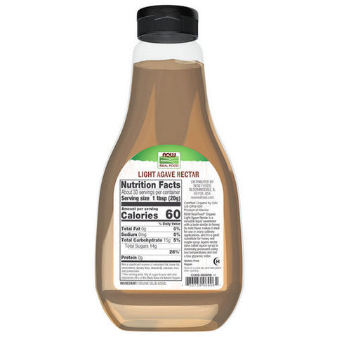 Now Foods, Organic Light Amber Agave Nectar, 23.28 Oz Now Foods