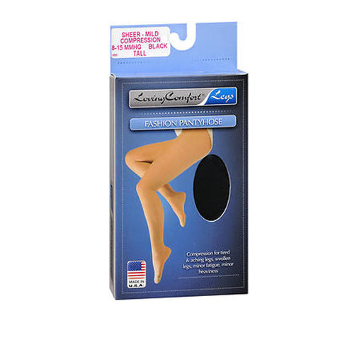 Loving Comfort, Fashion Pantyhose Sheer Mild Compression Tall Black, 1 Each Loving Comfort