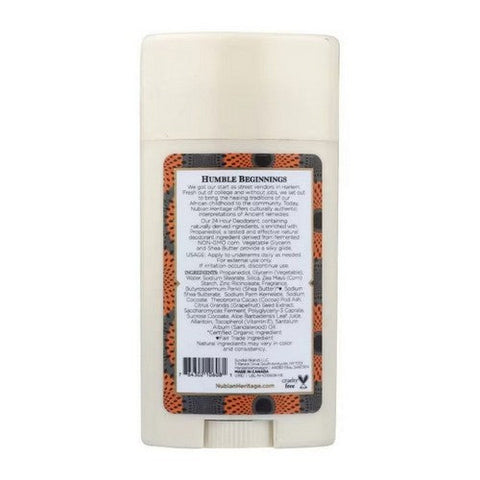 Nubian Heritage, Natural Deodorant 24 hour Aluminum Free African Black Soap, 2.25 Oz Nubian Heritage