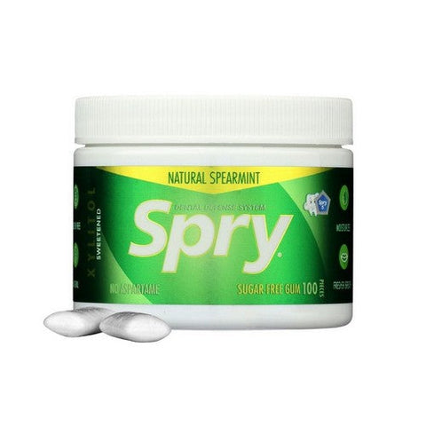 Xlear Inc, Spry Dental Defense Sugar Free Gum With Xylitol Natural Spearmint, 100 Pieces