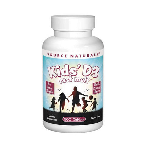 Source Naturals, Kids D-3 Fast Melt, 400 IU, Black Cherry 200 Tabs Source Naturals