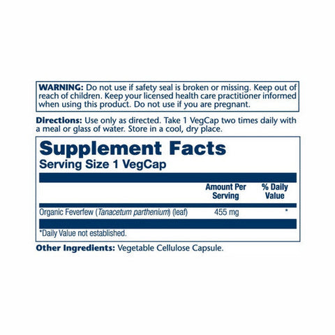 Solaray, Feverfew, 100 Caps Solaray