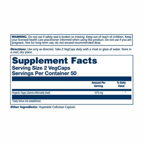 Solaray, Sage, 285 Mg, 100 Veg caps Solaray