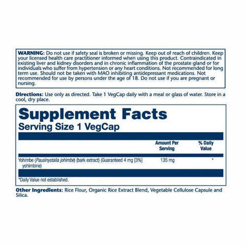 Solaray, Yohimbe Extract, 135 mg, 60 Caps