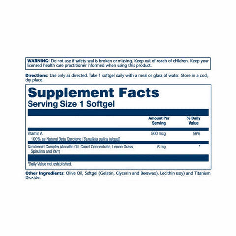 Solaray, Plant Source Food Carotene, 10,000 IU, 100 Softgels Solaray