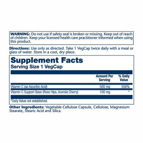 Solaray, Timed Release Vitamin C With Rose Hips And Acerola, 500 Mg, 250 Veg Caps Solaray