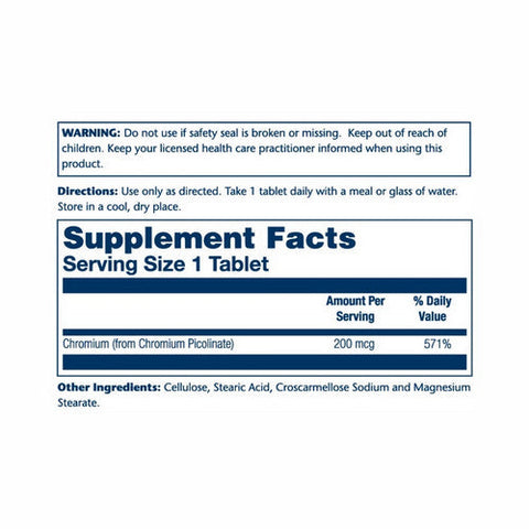 Solaray, Chromium Picolinate, 200 Mcg, 100 Tabs Solaray