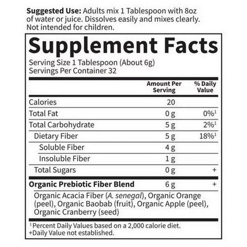 Garden of Life, Organic Fiber Clear Unflavored, 6.8 Oz