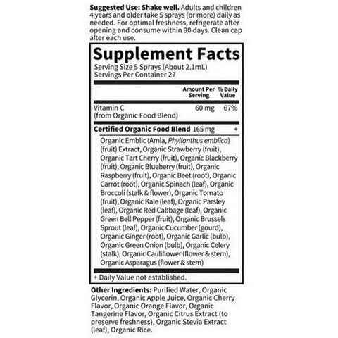 Garden of Life, Vitamin C Organic Spray Orange Tangerine Liquid, 2 Oz Garden of Life