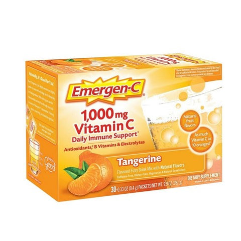 Emergen-C, Daily Immune Support Vitamin C Fizzy Drink Mix Tangerine, Pack Of 30 Emergen-C