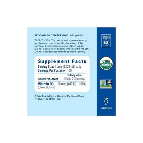 Mommys bliss, Baby Vitamin D Organic Drops Newborn Plus, 400 IU, 0.11 Oz Mommys bliss