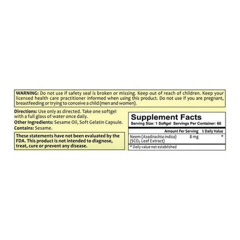 TheraNeem Naturals, Naturals Supercritical Extract Of Neem Leaf, 8 Mg, 60 Softgels TheraNeem Naturals