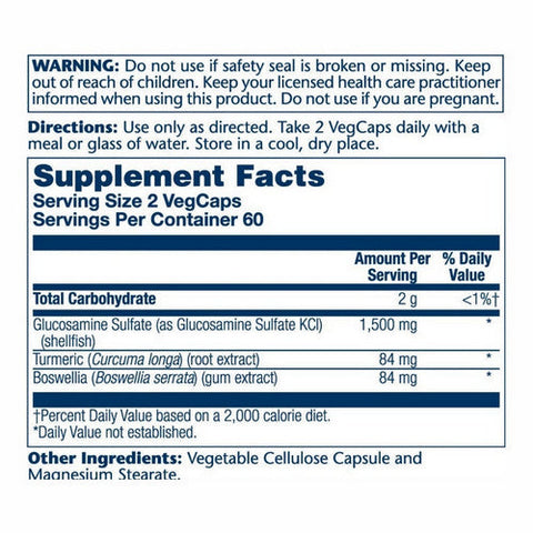 Solaray, Two Daily Glucosamine Sulfate With Turmeric And Boswellia, 1500 Mg, 120 Veg Caps Solaray