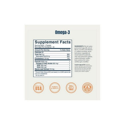 Coromega, Omega-3 Squeeze Shots Orange, 650 Mg, 120 Count