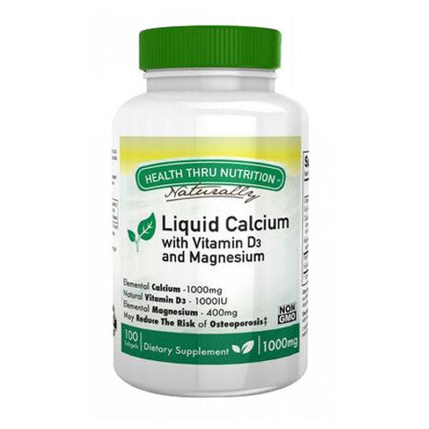 Health Thru Nutrition, Liquid Calcium With Magnesium, 1000 mg, 100 Softgel Health Thru Nutrition