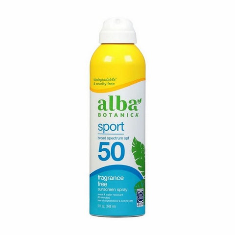 Alba Botanica, Sport Sunscreen Spray For Face And Body SPF 50, 5 Oz Alba Botanica