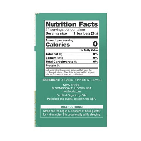 Now Foods, Organic Peppermint Tea, 24 Bags
