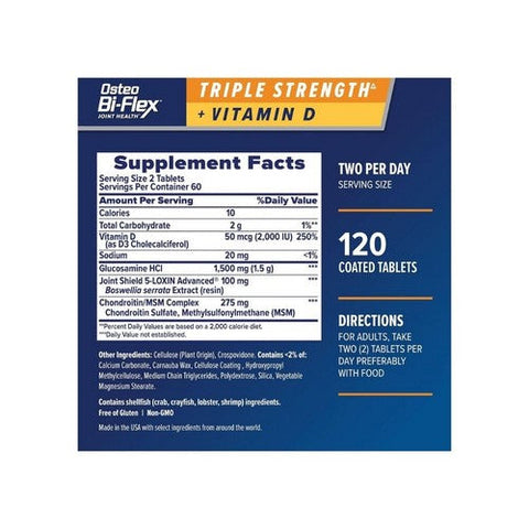 Osteo Bi-Flex, Joint Health Triple Strength + Vitamin D Coated Tablets, 120 Count Osteo Bi-Flex