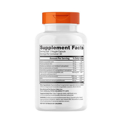 Doctors Best, Fully Active B Complex with Quatrefolic, 60 Veggie Caps Doctors Best