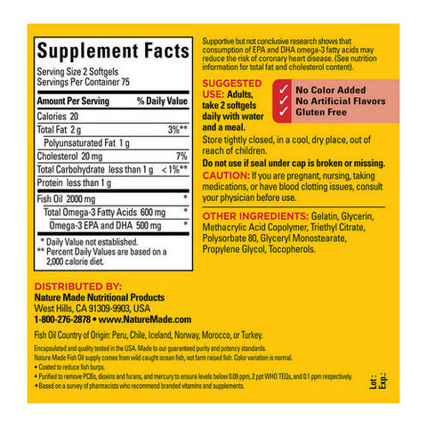Nature Made, Nature Made Fish Oil Liquid Softgels, 150 Caps Nature Made