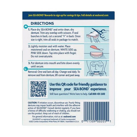 Sea-Bond, Denture Adhesive Seals Uppers Original, 30 Each Sea-Bond
