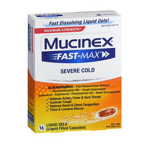 Mucinex, Fast-Max Cold And Flu Liquid Gels Maximum Strength, 16 Caps Mucinex