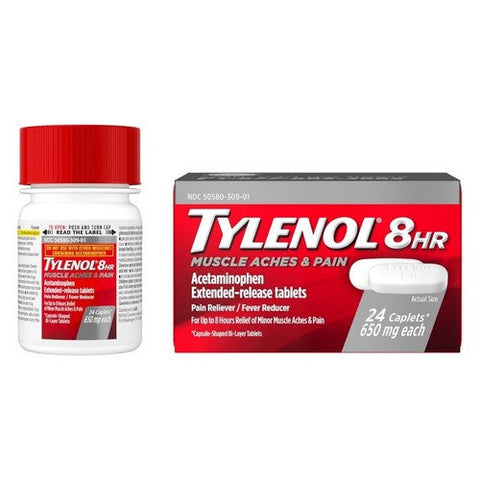 Tylenol, 8 Hr Muscle Aches And Pain Acetaminophen Extended-Release Caplets, 650 Mg, 24 Caps Tylenol