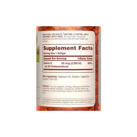 Sundown Naturals, Vitamin D3, 50 Mcg, 350 Softgels Sundown Naturals