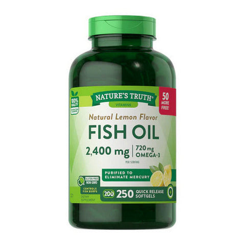 Nature's Truth, Fish Oil Quick Release Softgels Natural Lemon Flavor, 2400 Mg, 250 Caps Nature's Truth