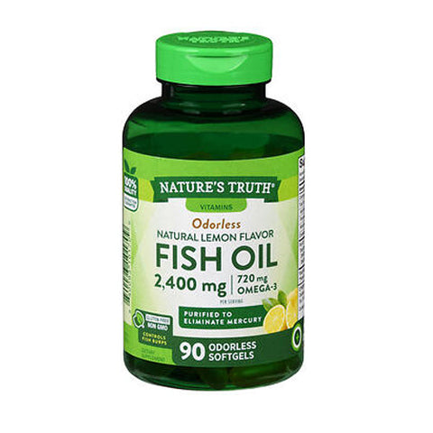 Fish Oil Coated Softgels Odorless Lemon 90 Caps by Nature's Truth