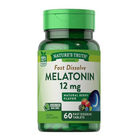 Nature's Truth, Melatonin Fast Dissolve Natural Berry Flavor, 12 Mg, 60 Tabs Nature's Truth