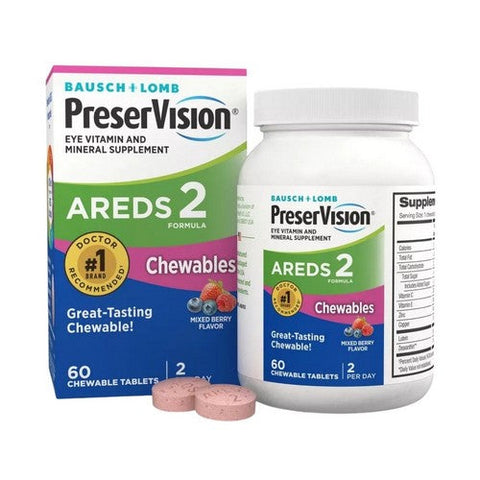 Bausch + Lomb, PreserVision Areds 2 Chewables Mixed Berry Flavor, 60 Tabs Bausch + Lomb