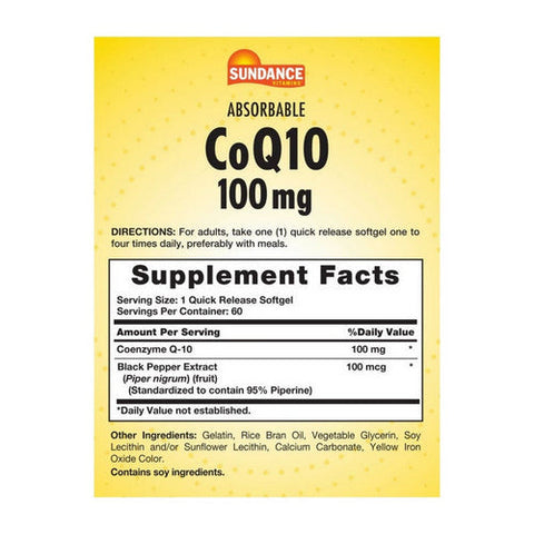Sundance, Coq10 Quick Release Softgels, 100 mg, 60 Tabs Sundance