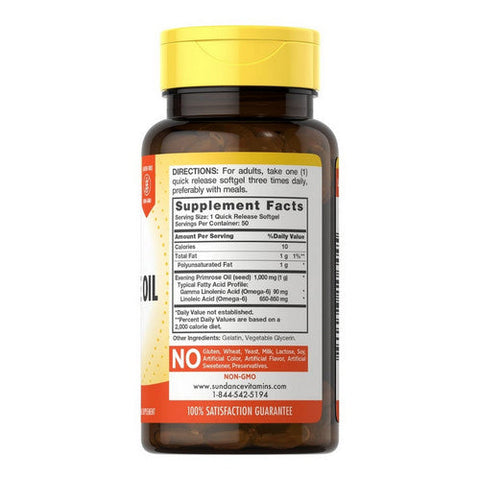 Sundance, Evening Primrose Oil Quick Release Softgels, 1000 mg, 50 Caps Sundance