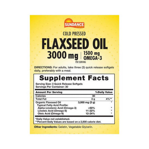 Sundance, Flaxseed Oil Omega-3, 1000 mg, 90 Softgels Sundance
