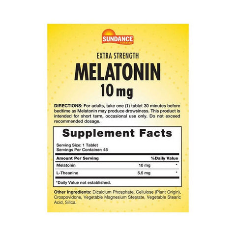 Sundance, Extra Strength Melatonin, 10 Mg, 45 Tabs
