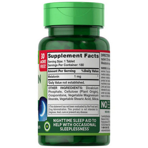 Nature's Truth, Melatonin, 1 Mg, 180 Tabs