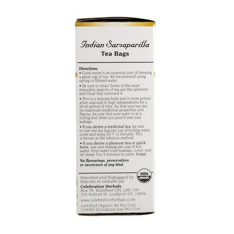 Celebration Herbals, Organic Sarsaparilla Root, 24 Bags
