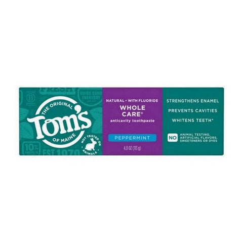 Tom's Of Maine, Wholecare Toothpaste, Peppermint 4 Oz Tom's Of Maine