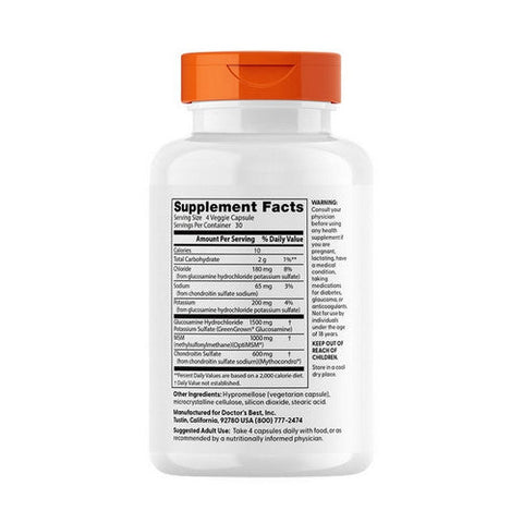 Doctors Best, Vegan Glucosamine Chondroitin MSM, 120 Veggie Caps Doctors Best