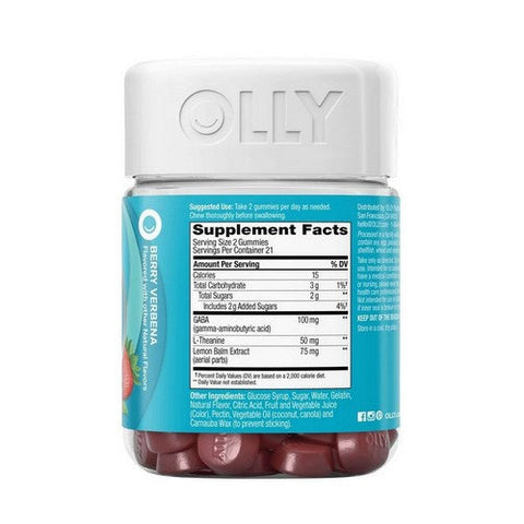 Olly, Stress Gummies With Gaba L-Theanine And Lemon Balm Berry Verbena, 0, 42 Count Olly