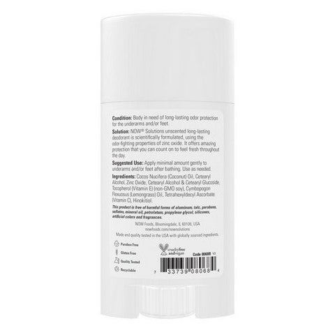 Now Foods, Long Lasting Deodorant Stick, Unscented 2.2 Oz Now Foods