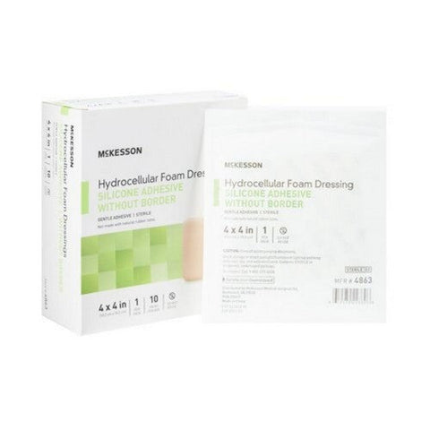 McKesson, Silicone Foam Dressing McKesson 4 X 4 Inch Square Silicone Gel Adhesive without Border Sterile, 1 Sterile McKesson