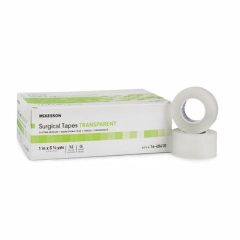McKesson, Medical Tape Transparent 1 Inch X 5.5 Yard Plastic Silicone NonSterile 16-48410, Case of 120