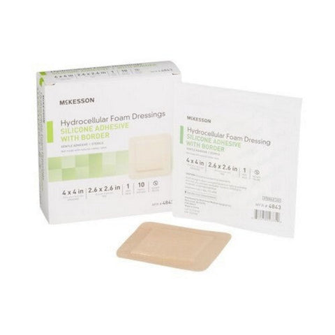 McKesson, Foam Dressing 4 X 4 Inch With Border Film Backing Silicone Gel 4843, 1 Each McKesson